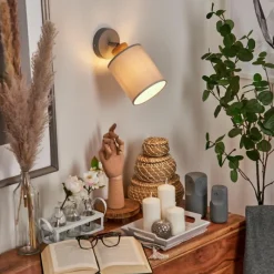 Lampes En Tissu-hofstein Applique murale Chiuvi Chrome, Gris, Écru, 1 lumière