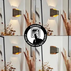 Lampes Industrielles-hofstein Applique murale Clarens LED Brun, Blanc, 1 lumière