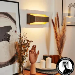 Lampes Industrielles-hofstein Applique murale Clarens LED Brun, Gris, 1 lumière