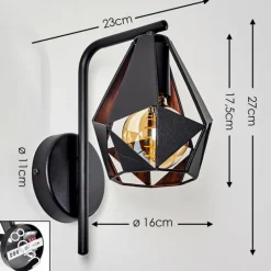 Lampes Vintages & Rétros-hofstein Applique murale Corralejo Cuivre, Noir, 1 lumière