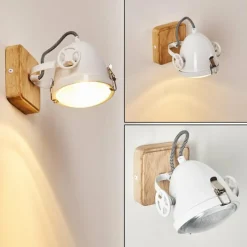 Lampes Vintages & Rétros-hofstein Applique murale Coruna Bois clair, Blanc, 1 lumière