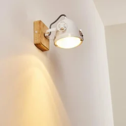 Lampes Vintages & Rétros-hofstein Applique murale Coruna Bois clair, Blanc, 1 lumière