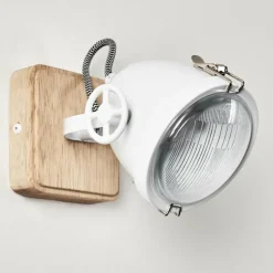 Lampes Vintages & Rétros-hofstein Applique murale Coruna Bois clair, Blanc, 1 lumière