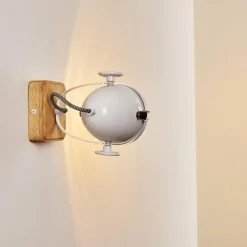 Lampes Vintages & Rétros-hofstein Applique murale Coruna Bois clair, Blanc, 1 lumière