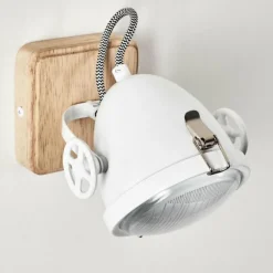 Lampes Vintages & Rétros-hofstein Applique murale Coruna Bois clair, Blanc, 1 lumière