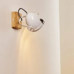 Lampes Vintages & Rétros-hofstein Applique murale Coruna Bois clair, Blanc, 1 lumière