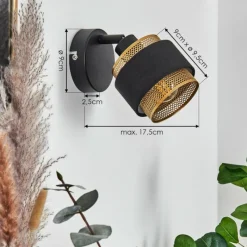 Lampes En Tissu-hofstein Applique murale Cottard Noir, 1 lumière