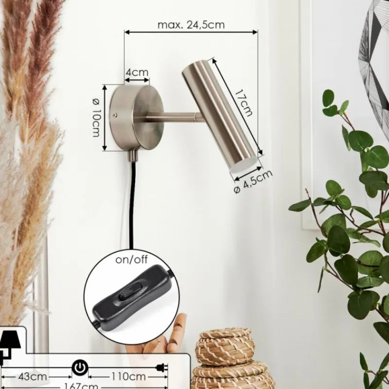 hofstein Applique murale Dalheim LED Nickel mat, 1 lumière