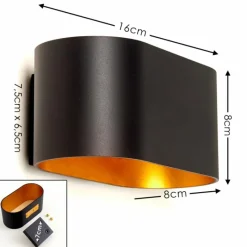 Lampe Turque-hofstein Applique murale Dapp Or, Noir, 1 lumière