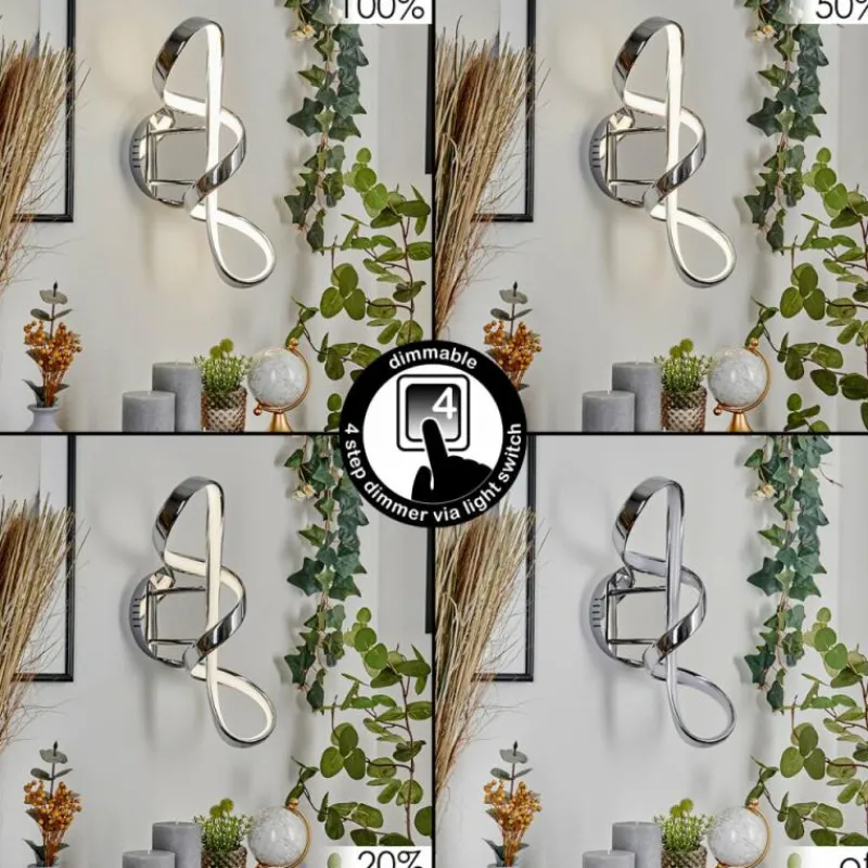 hofstein Applique murale Dauntey LED Chrome, Blanc, 1 lumière