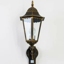 Luminaires Rustiques-hofstein Applique murale d'extérieur Hongkong Brun doré, 1 lumière, Détecteur de mouvement