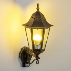 Luminaires Rustiques-hofstein Applique murale d'extérieur Hongkong Brun doré, 1 lumière, Détecteur de mouvement