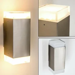 hofstein Applique murale d'extérieur Tibor LED Acier inoxydable, 2 lumières