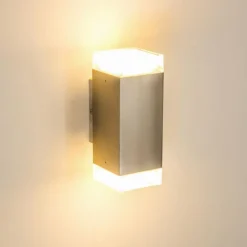 hofstein Applique murale d'extérieur Tibor LED Acier inoxydable, 2 lumières