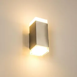 hofstein Applique murale d'extérieur Tibor LED Acier inoxydable, 2 lumières