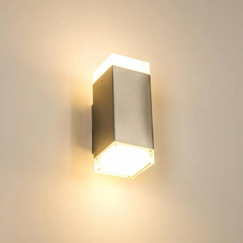 hofstein Applique murale d'extérieur Tibor LED Acier inoxydable, 2 lumières