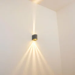 hofstein Applique murale d'extérieur Mora LED Gris, 2 lumières