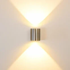 hofstein Applique murale d'extérieur Mora LED Acier inoxydable, 2 lumières