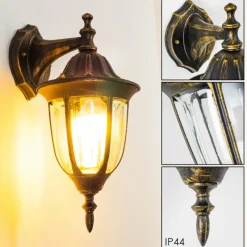 Luminaires Rustiques-hofstein Applique murale d'extérieur Ribadeo Noir doré, 1 lumière