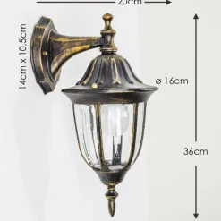 Luminaires Rustiques-hofstein Applique murale d'extérieur Ribadeo Noir doré, 1 lumière