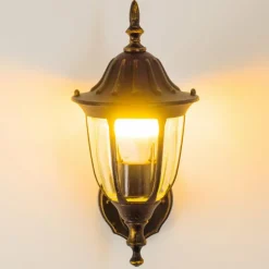 Luminaires Rustiques-hofstein Applique murale d'extérieur Ribadeo Noir doré, 1 lumière