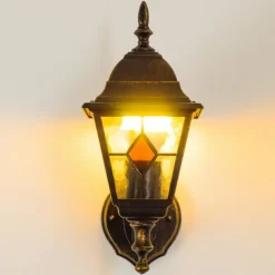 Luminaires Rustiques-hofstein Applique murale d'extérieur Antibes Brun doré, 1 lumière