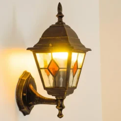 Luminaires Rustiques-hofstein Applique murale d'extérieur Antibes Brun doré, 1 lumière