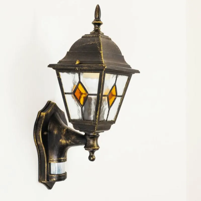 Luminaires Rustiques-hofstein Applique murale d'extérieur Antibes Brun doré, 1 lumière, Détecteur de mouvement