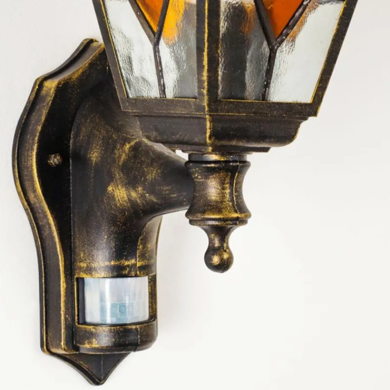 Luminaires Rustiques-hofstein Applique murale d'extérieur Antibes Brun doré, 1 lumière, Détecteur de mouvement