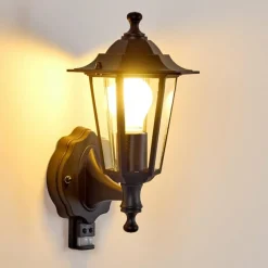 hofstein Applique murale d'extérieur Valtimo Noir, 1 lumière, Détecteur de mouvement