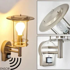 hofstein Applique murale d'extérieur Mulo Acier inoxydable, 1 lumière, Détecteur de mouvement