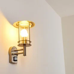 hofstein Applique murale d'extérieur Mulo Acier inoxydable, 1 lumière, Détecteur de mouvement
