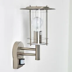 hofstein Applique murale d'extérieur Mulo Acier inoxydable, 1 lumière, Détecteur de mouvement