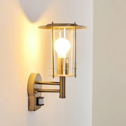 hofstein Applique murale d'extérieur Mulo Acier inoxydable, 1 lumière, Détecteur de mouvement