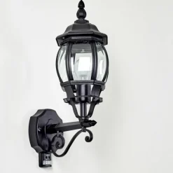 hofstein Applique murale d'extérieur Lentua Noir, 1 lumière, Détecteur de mouvement