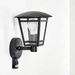 hofstein Applique murale d'extérieur Siera Noir, 1 lumière, Détecteur de mouvement