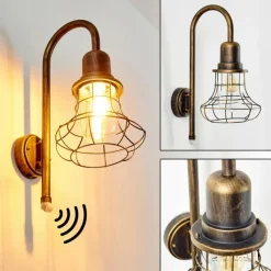 Lampes Dorées-hofstein Applique murale d'extérieur Borkan Brun doré, 1 lumière, Détecteur de mouvement