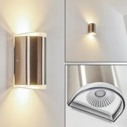 hofstein Applique murale d'extérieur Rumar LED Acier inoxydable, 1 lumière