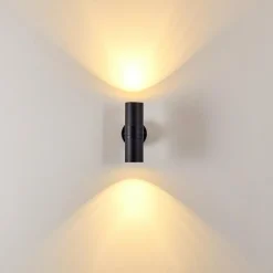 hofstein Applique murale d'extérieur Satava LED Noir, 2 lumières