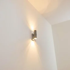 hofstein Applique murale d'extérieur Satava LED Nickel mat, 2 lumières