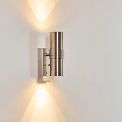 hofstein Applique murale d'extérieur Satava LED Nickel mat, 2 lumières