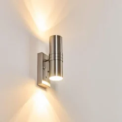 hofstein Applique murale d'extérieur Satava LED Nickel mat, 2 lumières