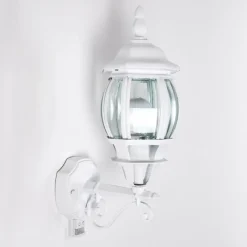 Luminaires Rustiques-hofstein Applique murale d'extérieur Lentua Blanc, 1 lumière, Détecteur de mouvement