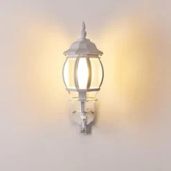 Luminaires Rustiques-hofstein Applique murale d'extérieur Lentua Blanc, 1 lumière, Détecteur de mouvement