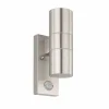 Luminaires Eglo Applique murale d'extérieur Eglo RIGA LED Acier inoxydable, 2 lumières, Détecteur de mouvement