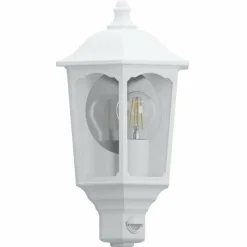 Luminaires Rustiques-Luminaires Eglo Applique murale d'extérieur Eglo MANERBIO Blanc, 1 lumière, Détecteur de mouvement