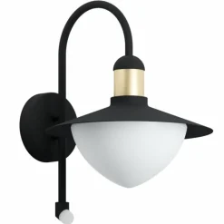 Lampes Dorées-Luminaires Eglo Applique murale d'extérieur Eglo SIRMIONE Or, Noir, 1 lumière, Détecteur de mouvement