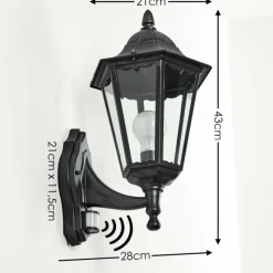 Luminaires Rustiques-hofstein Applique murale d'extérieur Esteli Noir, 1 lumière, Détecteur de mouvement