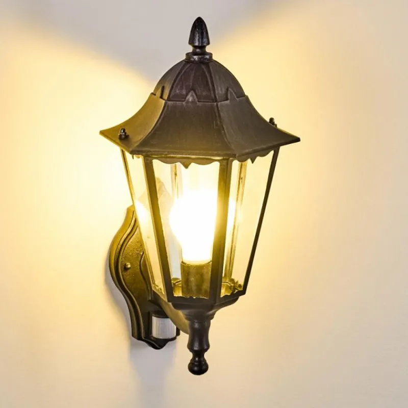 Luminaires Rustiques-hofstein Applique murale d'extérieur Esteli Noir, 1 lumière, Détecteur de mouvement