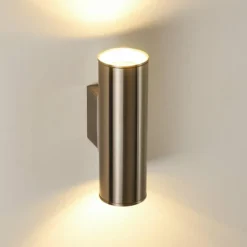 hofstein Applique murale d'extérieur Brachy LED Acier inoxydable, 2 lumières